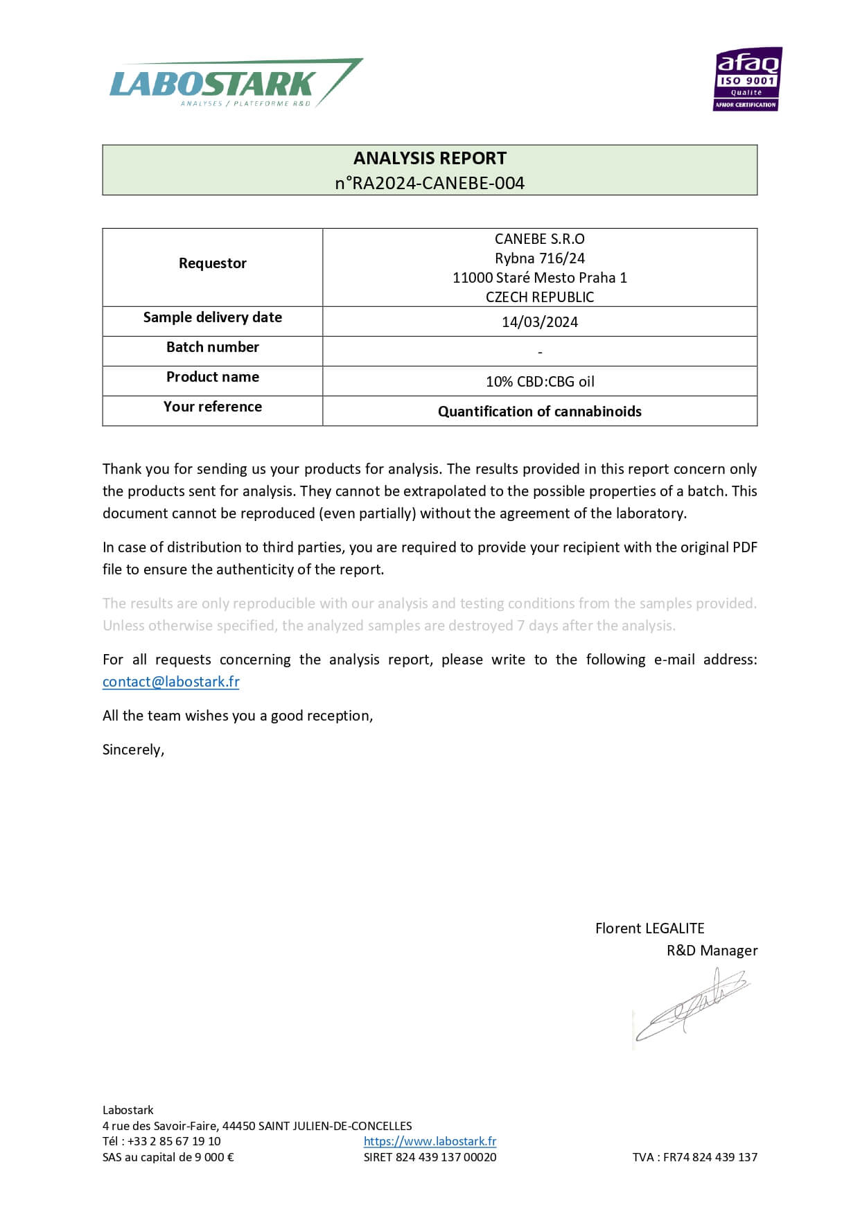 CBD CBG Oil Blends (10%) 10ml Certificate of Analysis