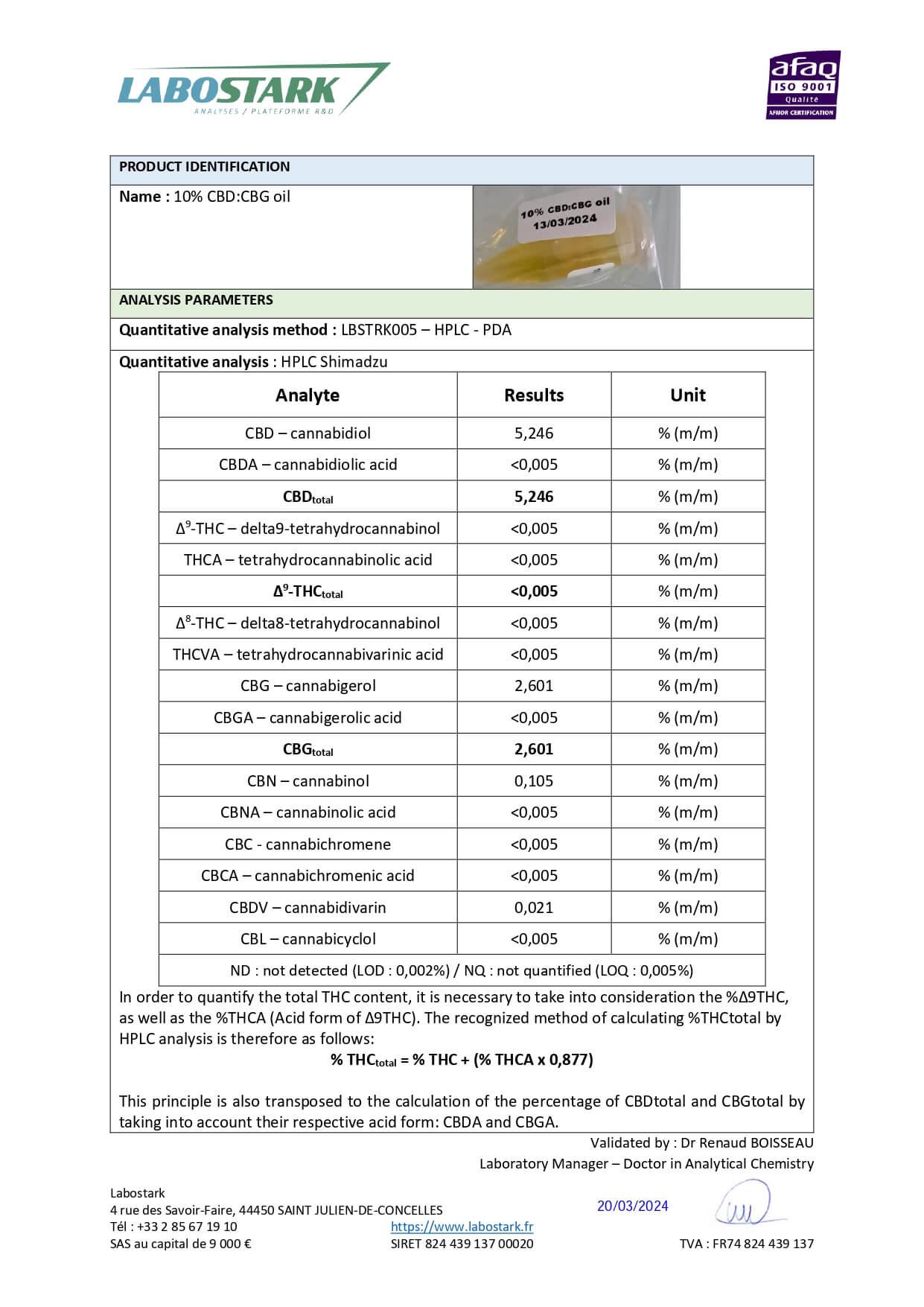 CBD CBG Oil Blends (10%) 10ml Certificate of Analysis
